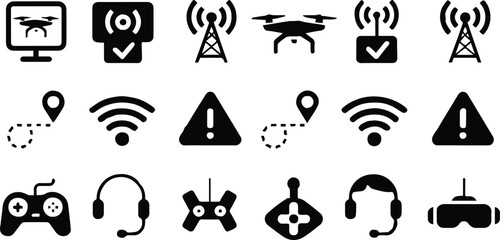 drone icons controller fpv headset joystick telemetry ui elements © AIcon Star
