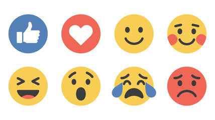 Fototapeta premium Vector Emoji Set with Different Reactions for Social Network