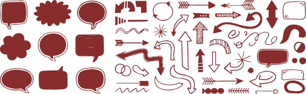 bubble speech bubble arrow doodle vector elements for design