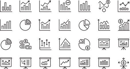 Collection of various flat design icons and symbols for business and finance concepts © md