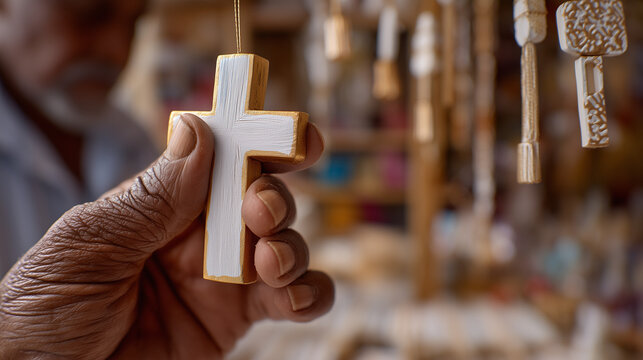 Easter Festival Celebration in Tuxpan Mexico with a Handmade Cross Ornament