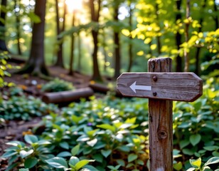 Serene Forest Trail Sign Amid Morning