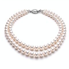 Obraz premium Double Strand Pearl Necklace Isolated on White Background