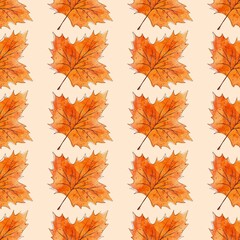 Fototapeta premium Maple Leaf Tropical Seamless Pattern