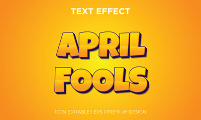 April Fools 3D Orange Text Effect Editable Vector Typography Design