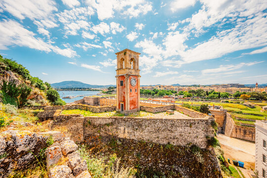 Corfu, Greece. Panoramic view on historic buildings and Old Town as seen from old Venetian fortress in cofru city