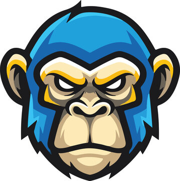 Angry Cartoon Gorilla Face Illustration Design.