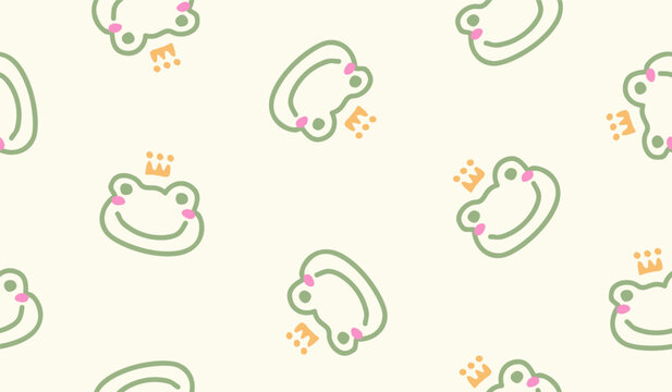 Cute frog pattern background vector design