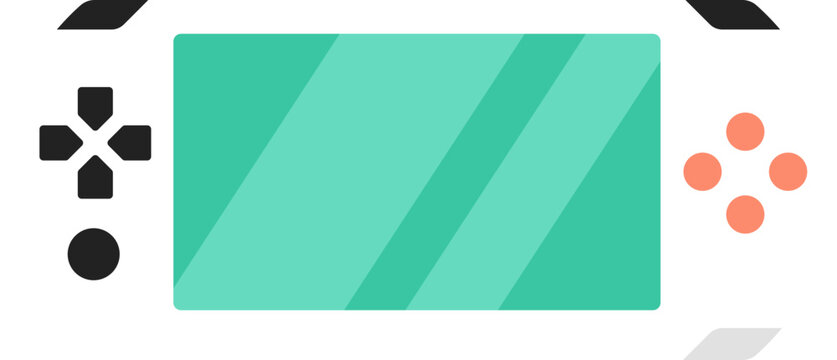 Simple Flat Style Handheld Game Console Illustration on Isolated White Background