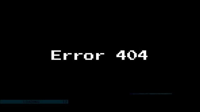 Conceptual illustration of a digital 'Error 404' with glitch effects, signifying a page not found issue, server problem, or a broken website link, depicting a common online malfunction