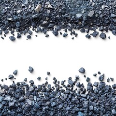 Dark Gray Rock Pile with Scattered Stones on White Background