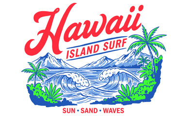 Beach club. Endless summer artwork. Tropical vintage design. Surfing club artwork. Summer vibes artwork. Ocean wave artwork. © Tri