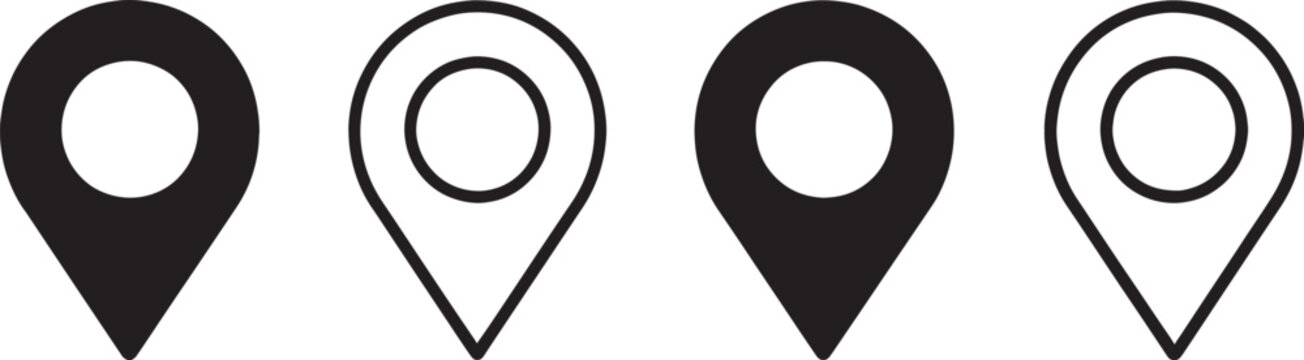 Black and white map pin location pin black white background isolated navigation