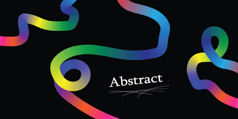 Obraz premium Vibrant abstract design with rainbow colored swirls on black background