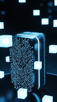 Futuristic digital technology representing artificial intelligence and data processing