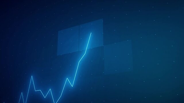 Abstract Digital Tech Infographic Graph of Financial In Blue Gradient Background. For Modern Smart Business Corporate, Futuristic Data Analysis, Clean Branding.
