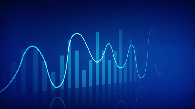 Abstract Digital Tech Infographic Graph of Financial In Blue Gradient Background. For Modern Smart Business Corporate, Futuristic Data Analysis, Clean Branding.