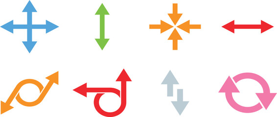 Arrows set icon. Arrows set vector illustration. Arrow icon. Colorful arrow symbols. vector icon. Arrows vector collection. Vector illustration