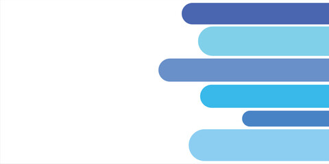 Obraz premium Abstract background with horizontal rounded blue bars of varying shades and lengths.