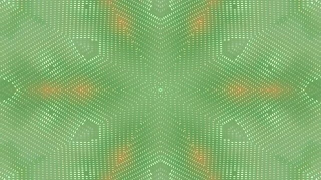 Geometric pattern with green and orange symmetrical design.