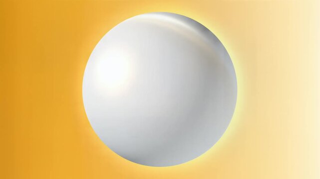 White sphere with soft shadow on yellow background gradient.