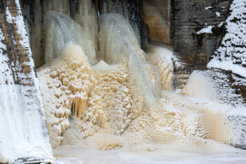frozen water ice cascade in the river locks, © ANDA
