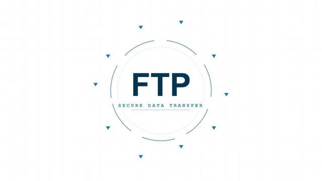 FTP Secure Data Transfer Graphic Design on White Background
