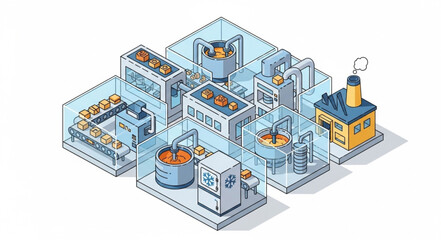 Obraz premium Industrial Factory 3D Illustration Model.
