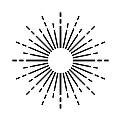 Obraz premium Vintage sunburst, sunset beams. Boho style, modern minimalist bohemian design. Hand drawn bursting sun, light rays. Logotype or lettering design element in retro style. Vector illustration