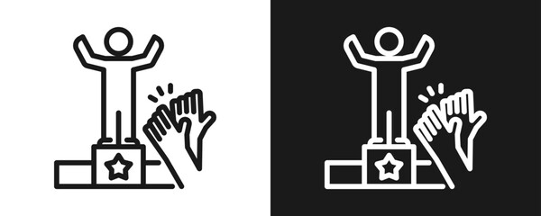 Employee Recognition Icon Set Outline In White And Black Background
