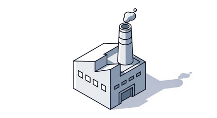 Obraz premium Industrial Factory Building with Chimney.