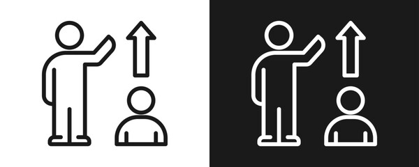 Mentoring Icon Set Outline In White And Black Background