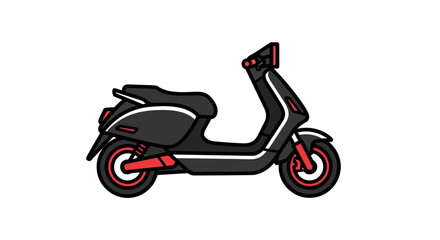 Obraz premium A sleek black and red scooter illustration viewed from the side on a clean background