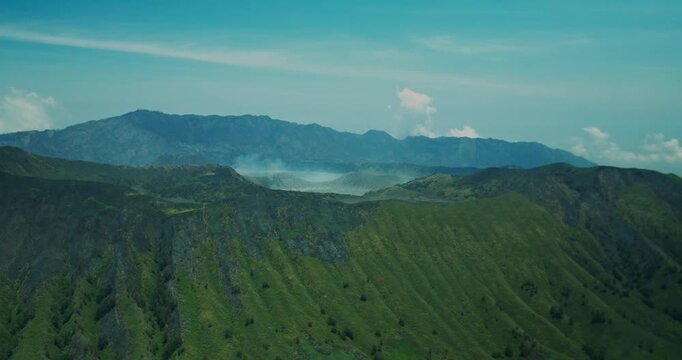 Natural Highland Terrain and Mountain Layers Near Mount Bromo