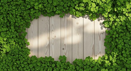 Fototapeta premium St patrick's day green landscape with wooden texture on march 17