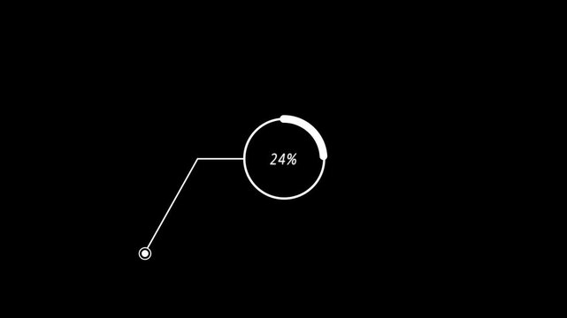 24% percent call out pie chart motion graphic animation on black background . 24 percent circle loading chart diagrams. Perfect for presentations and business reports.