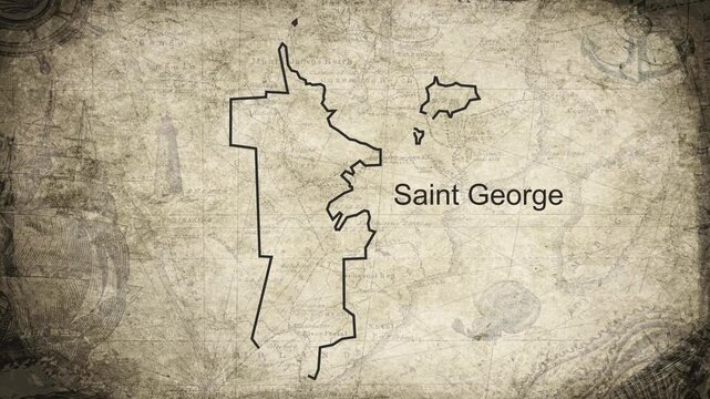 Saint George Antigua and Barbuda map drawn on a cartography background sheet of paper