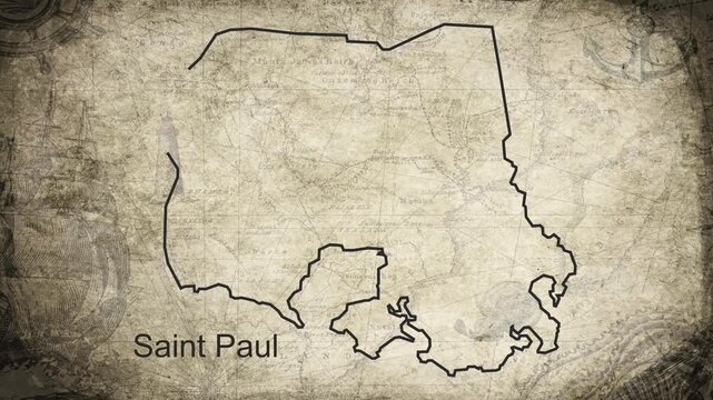 Saint Paul Antigua and Barbuda map drawn on a cartography background sheet of paper