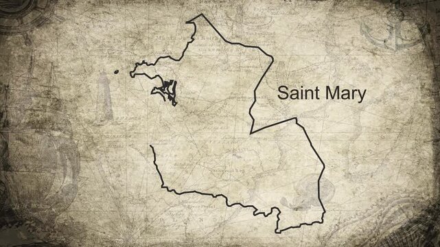 Saint Mary Antigua and Barbuda map drawn on a cartography background sheet of paper