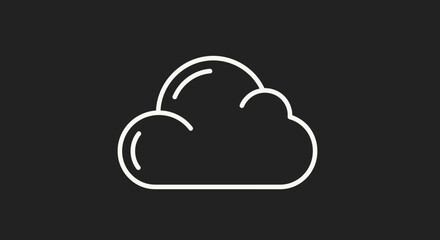 Simple White Cloud Outline on Dark Background.