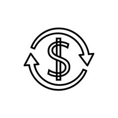 Obraz premium Financial transaction cycle vector image displaying a dollar sign with circulating arrows representing currency exchange return on investment and global monetary flow