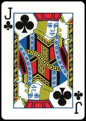 Fototapeta premium Jack of Clubs Playing Card Isolated on White Background – Classic Black Suit Casino Game Symbol