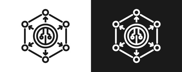 Defi Finance Icon Set Outline In White And Black Background