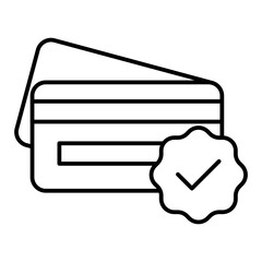 verified credit card line icon with editable stroke