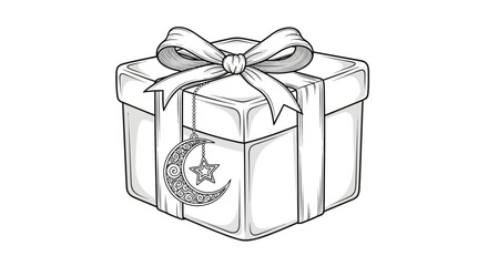 Gift Box with Ribbon and Star Decoration.
