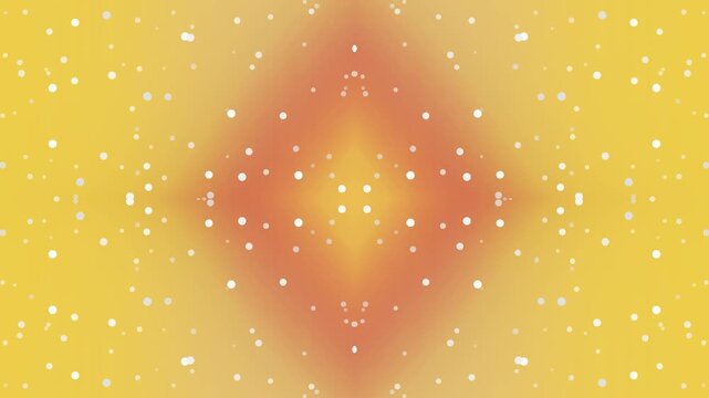 Vibrant Yellow Background with Red Diamond Shape and White Dots.