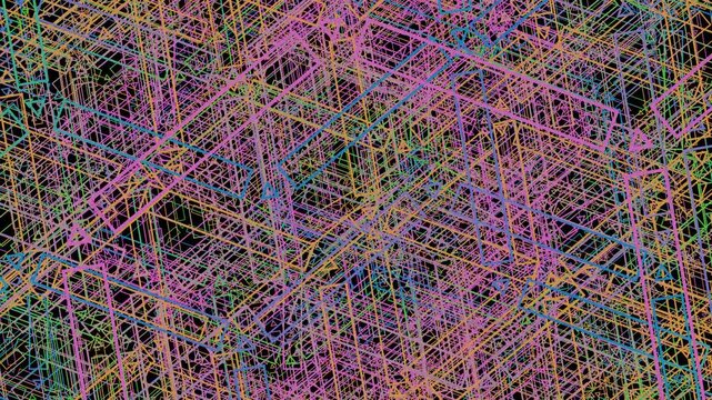 Spinning Neon Geometric Wireframe Loop Background