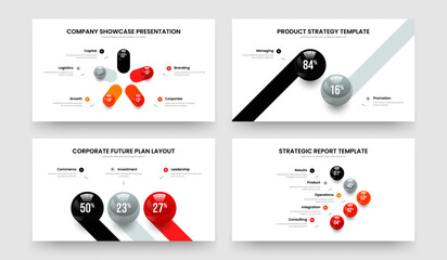 Business Visualization 5 2 3 Element Chart Presentation Design Set. Investor Development Five Two Three Option Graph Slideshow Layout Vector Illustration Collection.