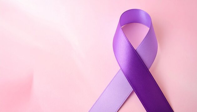 Purple Awareness Ribbon on Pink Background