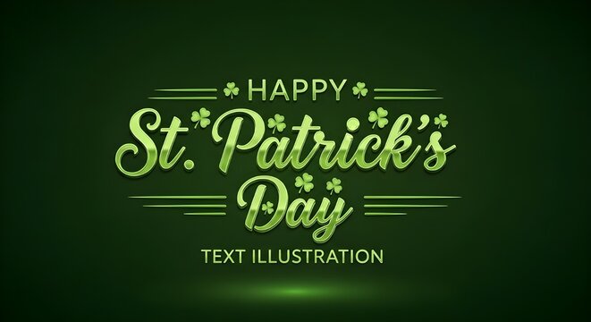 Happy st patrick's day green text illustration shamrock celebration